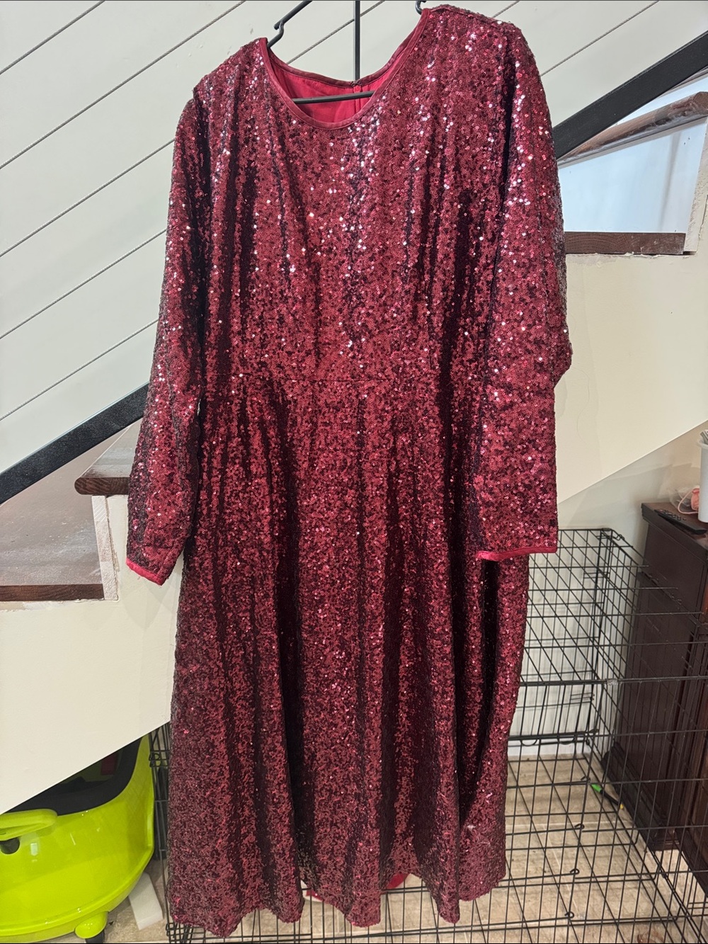 Dainty Jewells Burgundy Sequin Long Sleeve Maxi Dress